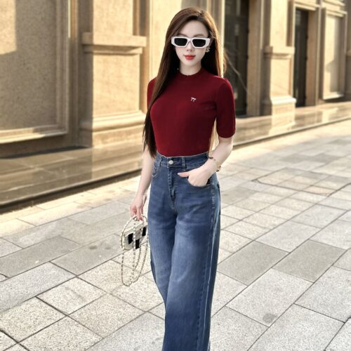Alternative view of Quần Jeans Nữ Ống Suông Đứng Cạp Thường
