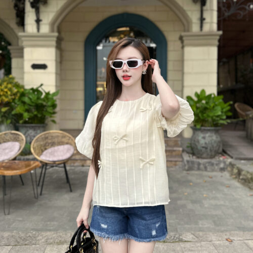 Áo Kiểu Nữ Gắn Nơ Babydoll