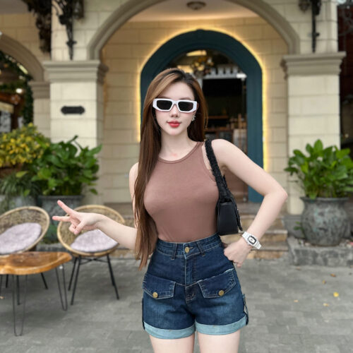 Quần Sooc Nữ Gập Gấu Túi Ngang