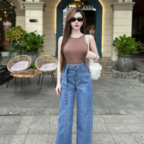 Quần Jeans Nữ Can Giữa Có Đai