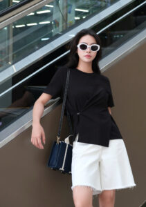 Áo Cộc Vạt Chéo Cuốn Eo