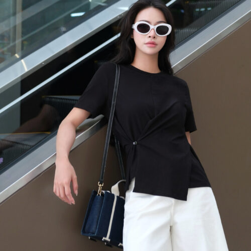 Áo Cộc Vạt Chéo Cuốn Eo